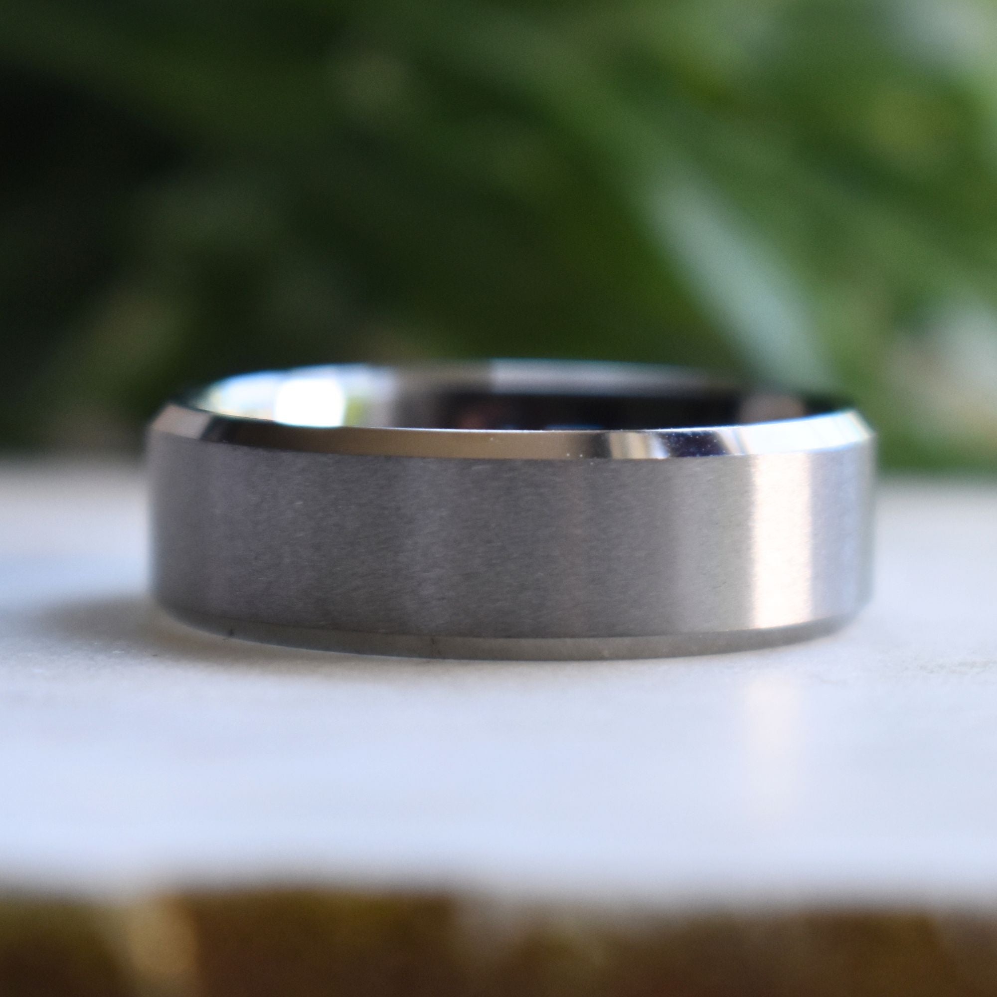 Tungsten 8mm Ring Brushed Silver