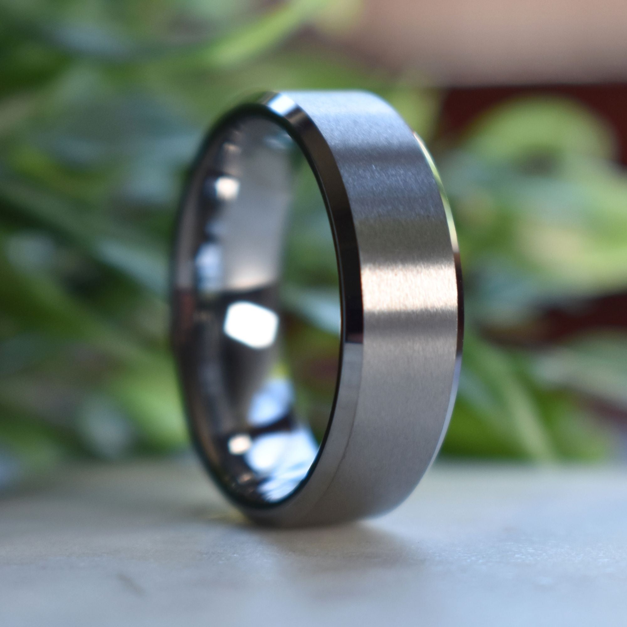 Tungsten 8mm Ring Brushed Silver