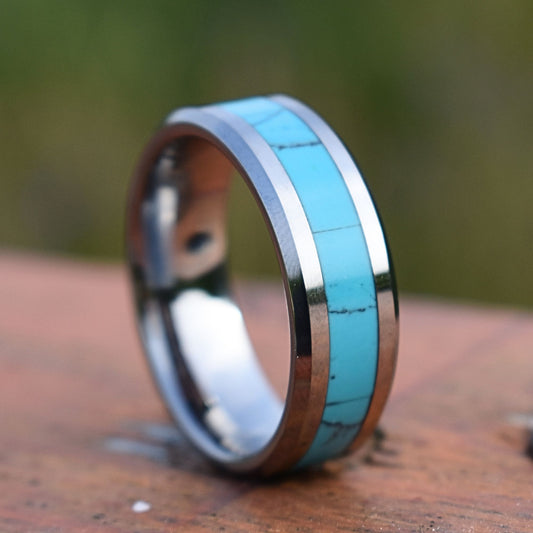 Tungsten 8mm Ring with Kallaite Stone Inlay - Tungsten Titans