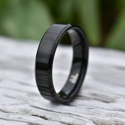 Black 6mm High Polished Tungsten Ring - Tungsten Titans