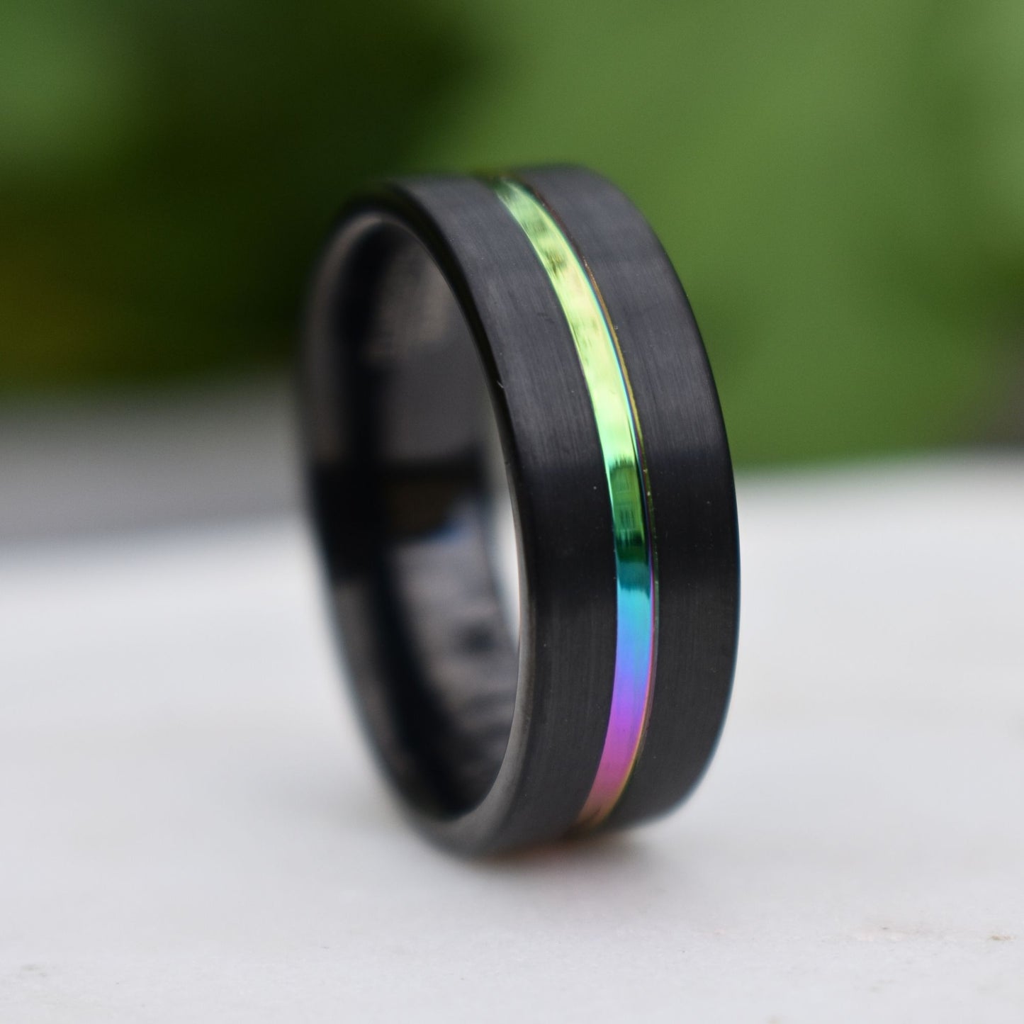 Black Rainbow Ring Band/ Rainbow Jewelry/ Tungsten Mens Wedding Band/  Unique Engagement Promise Ring Gift/ Anniversary Statement Ring - Etsy |  Engraved engagement ring, Black tungsten rings, Mens wedding bands tungsten