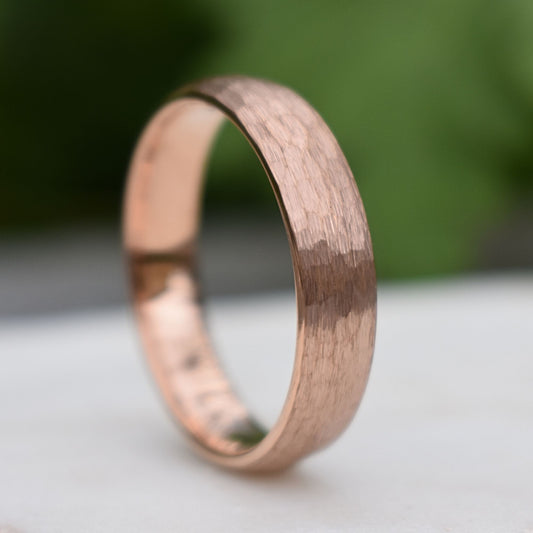 Tungsten 6mm Ring Hammered Rose Gold with Comfort fit band - Tungsten Titans
