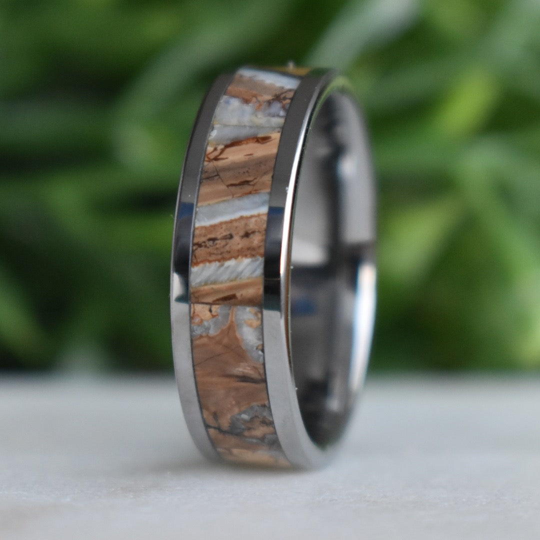 Woolly Mammoth Tusk Inlay Tungsten Ring