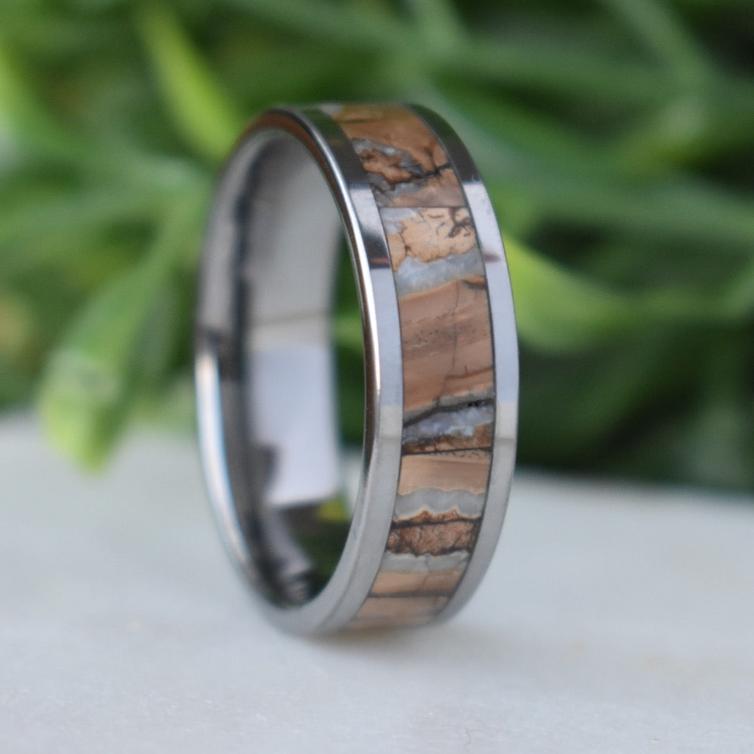Woolly Mammoth Tusk Inlay Tungsten Ring