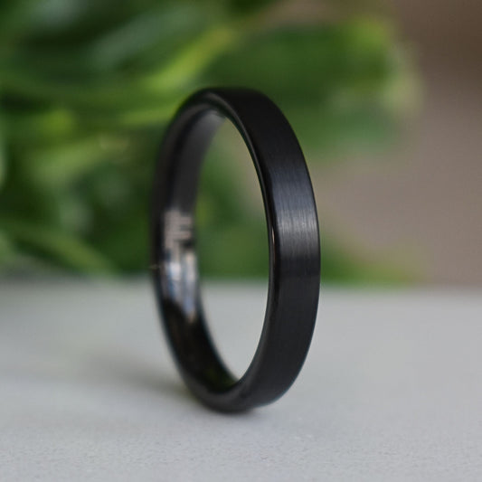 Tungsten Ring 4mm Brushed Black Comfort fit band - Tungsten Titans