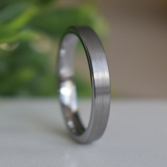Tungsten Ring 4mm Brushed Silver Comfort fit band - Tungsten Titans