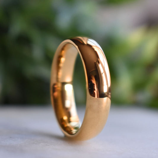 Tungsten Ring 6mm Classic Gold Comfort fit band - Tungsten Titans