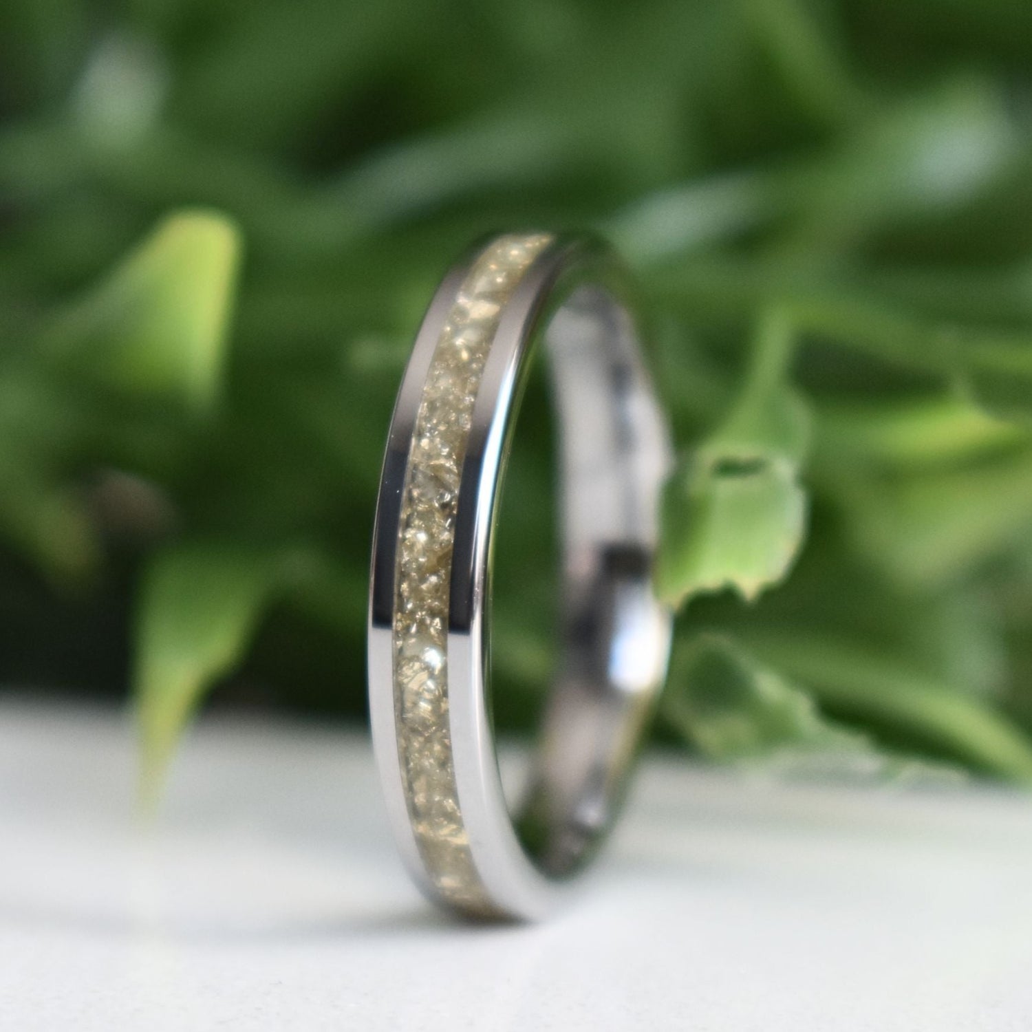 Tungsten Ring German Silver Glass Wedding Band - Tungsten Titans