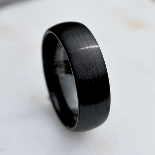 Black Brushed 8mm Tungsten Ring - Tungsten Titans