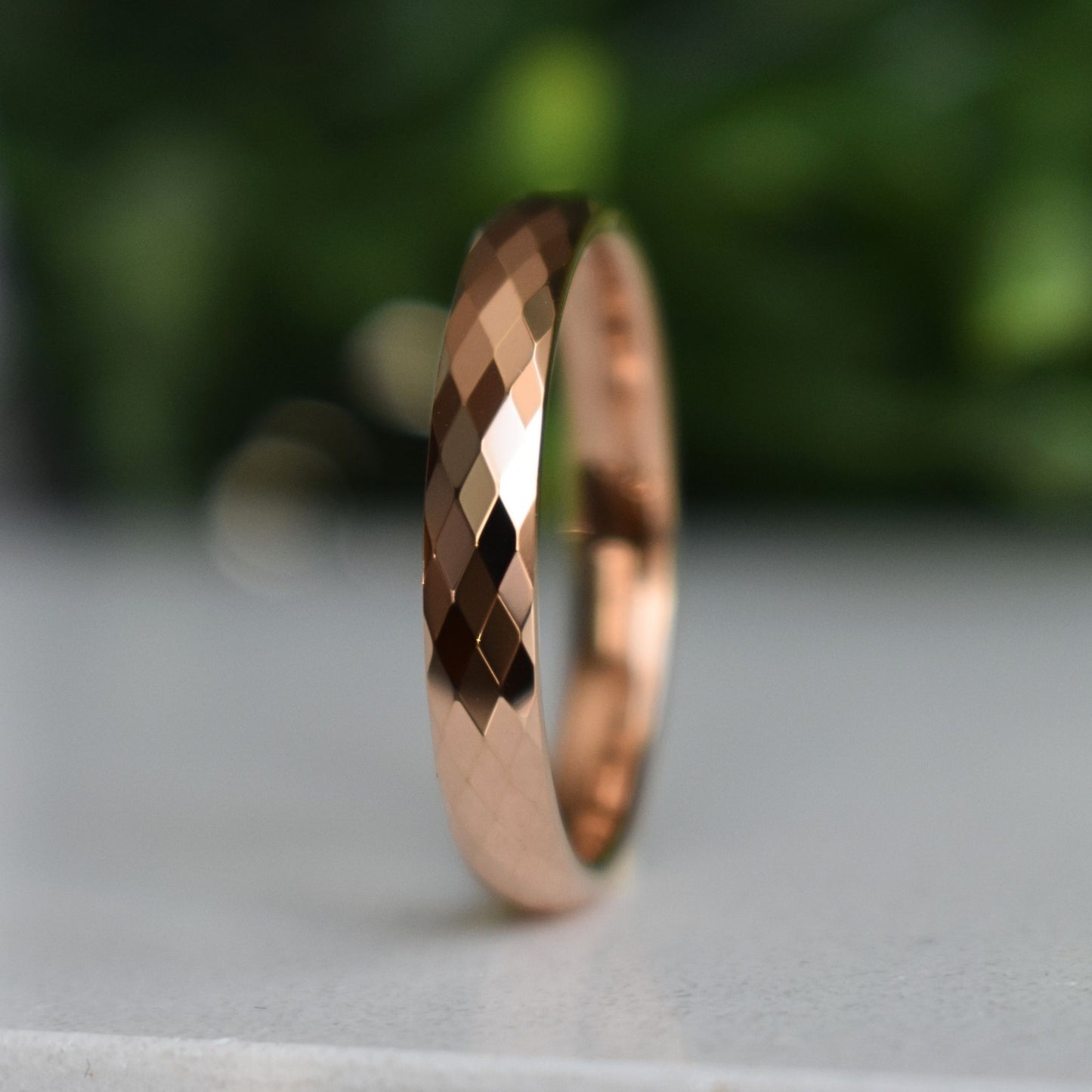 Tungsten Diamond Facet Rose Gold 4mm Ring - Tungsten Titans