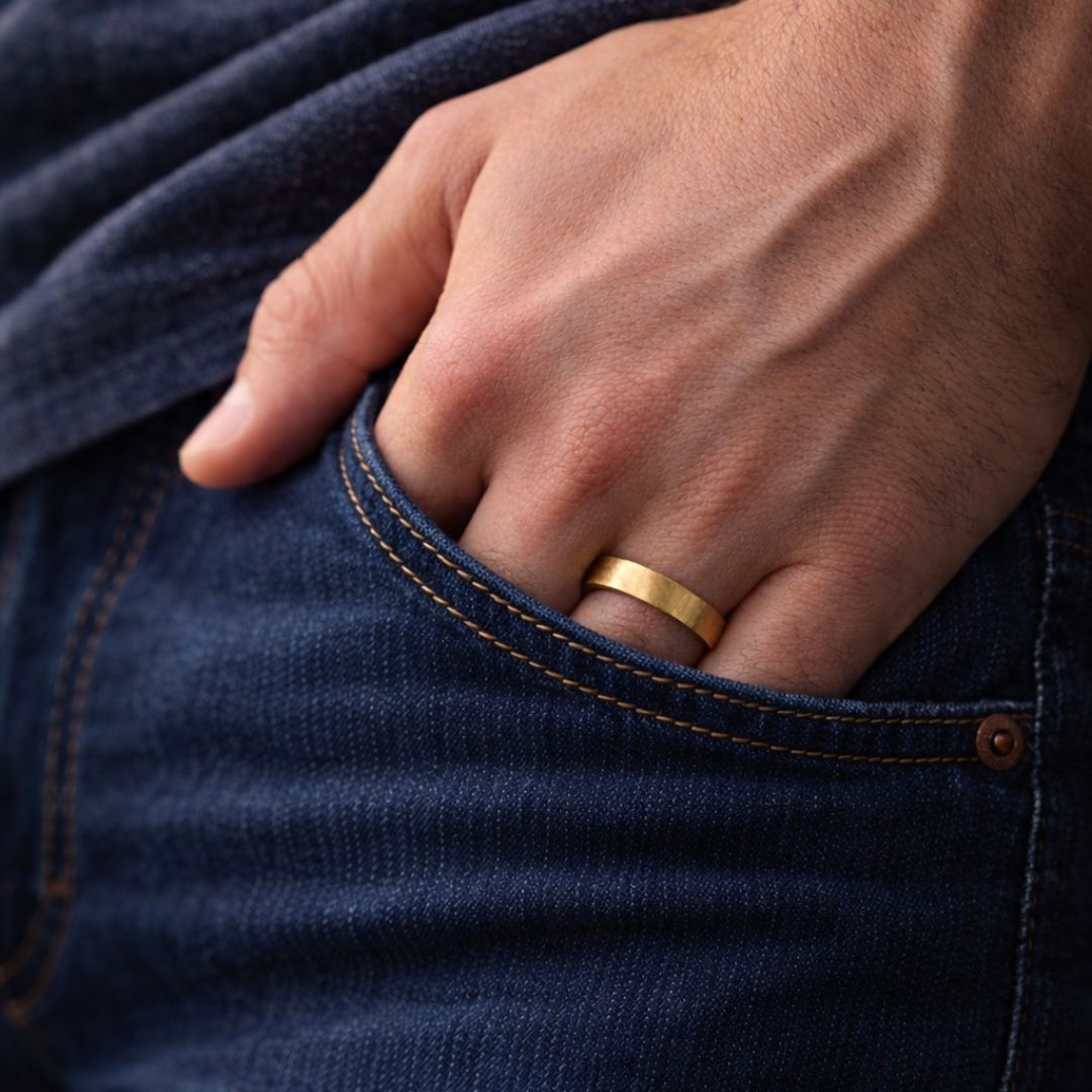 Tungsten Ring 4mm Brushed Gold Comfort fit band - Tungsten Titans