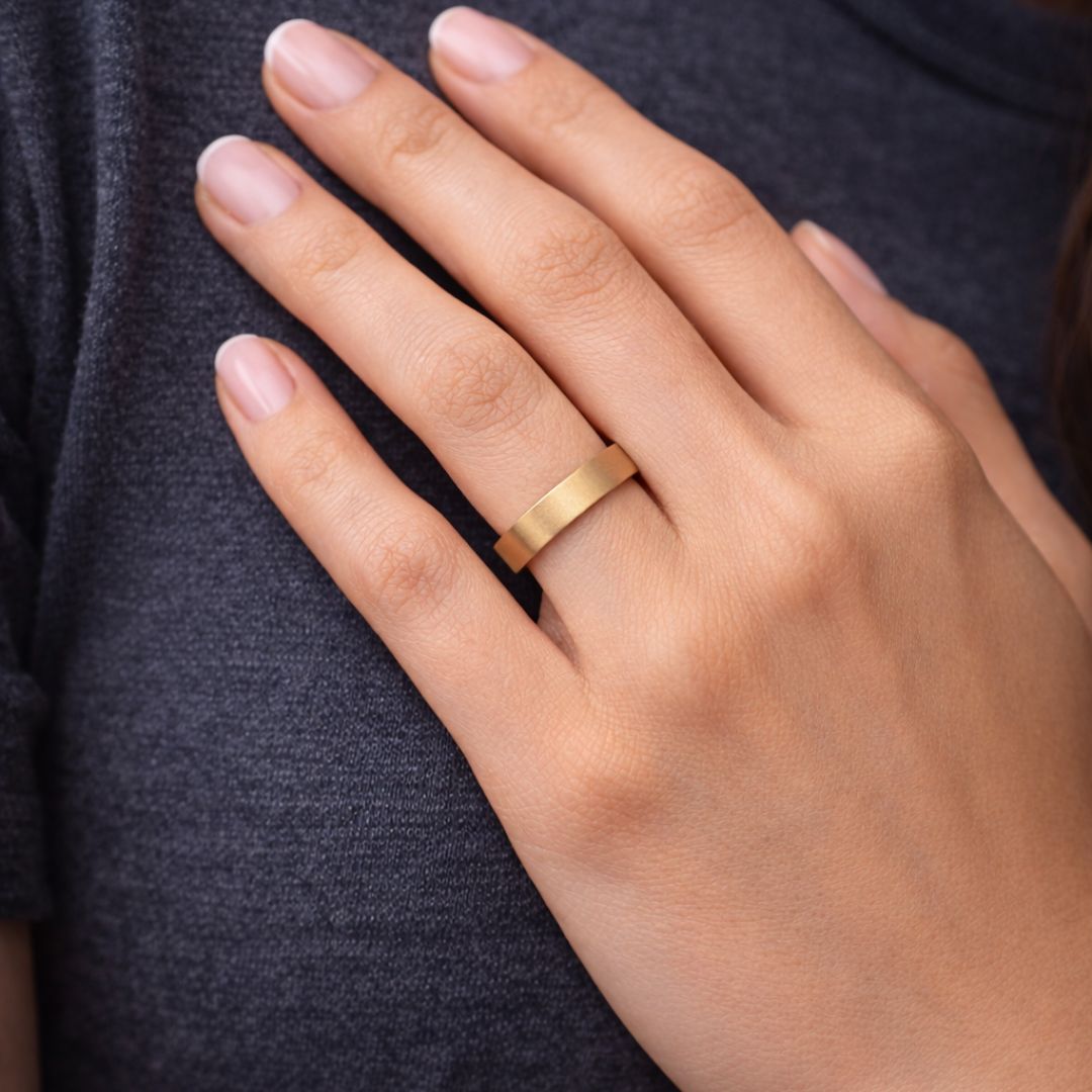 Tungsten Ring 4mm Brushed Gold Comfort fit band - Tungsten Titans