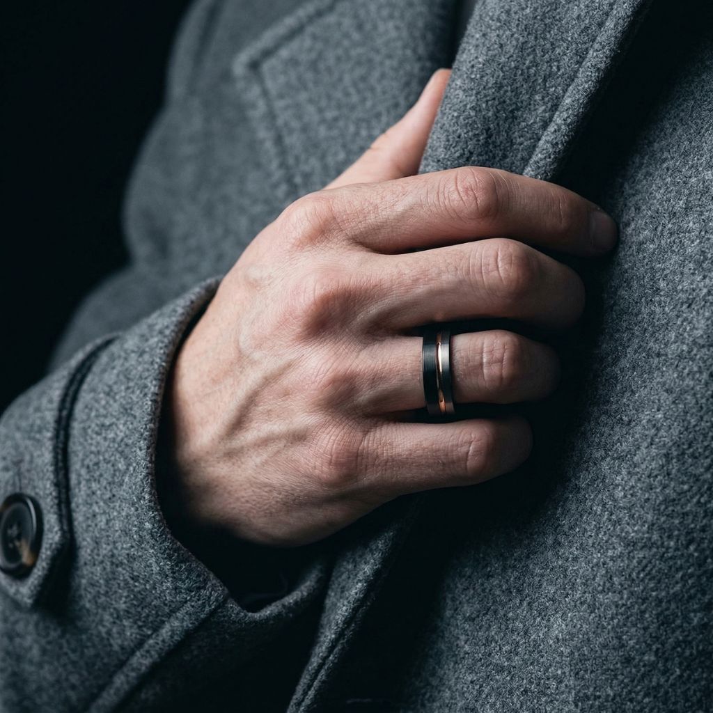 Tungsten 6mm Ring Black and Silver Brushed with Rose Gold Accent - Tungsten Titans