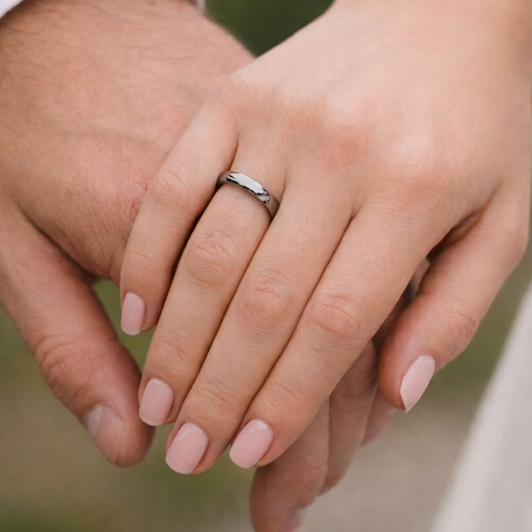 Tungsten Ring 4mm Classic Silver Comfort fit band - Tungsten Titans