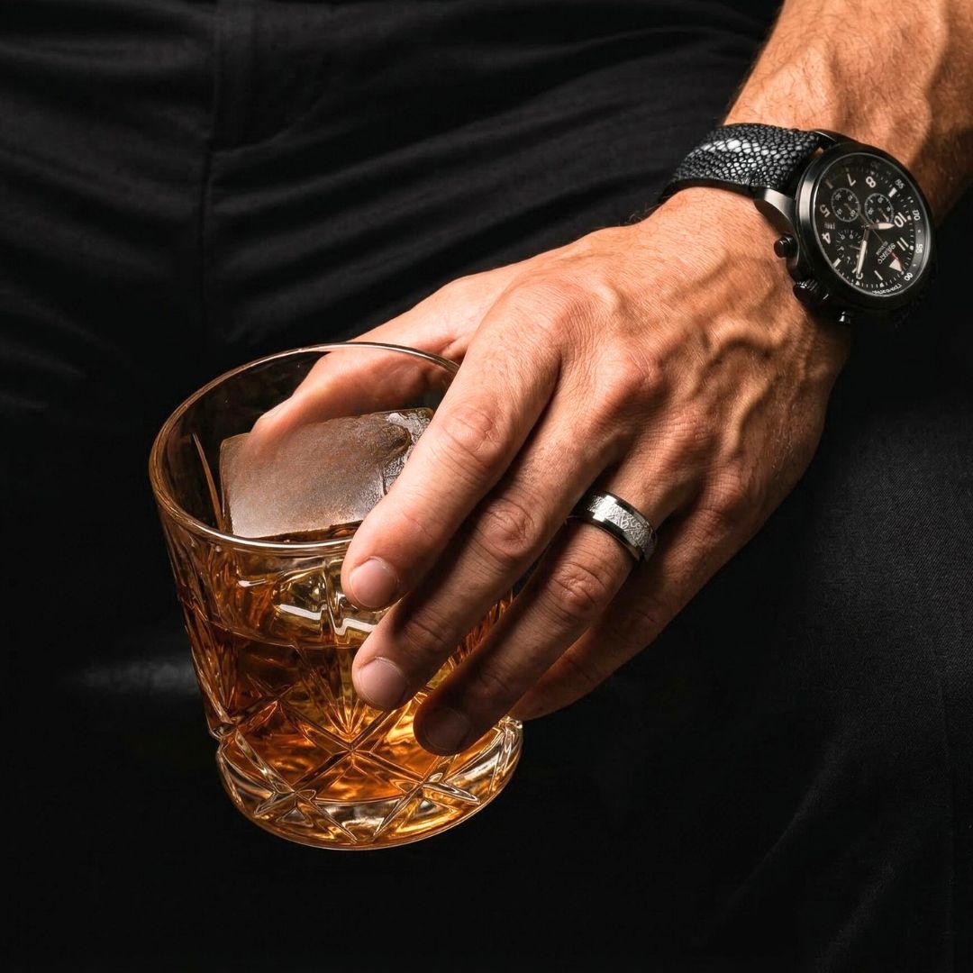 Tungsten 8mm Ring with Meteorite - Tungsten Titans