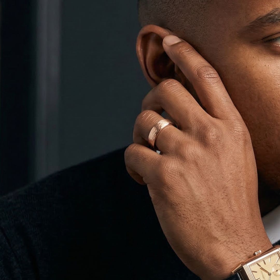 Tungsten 6mm Ring Hammered Rose Gold with Comfort fit band - Tungsten Titans