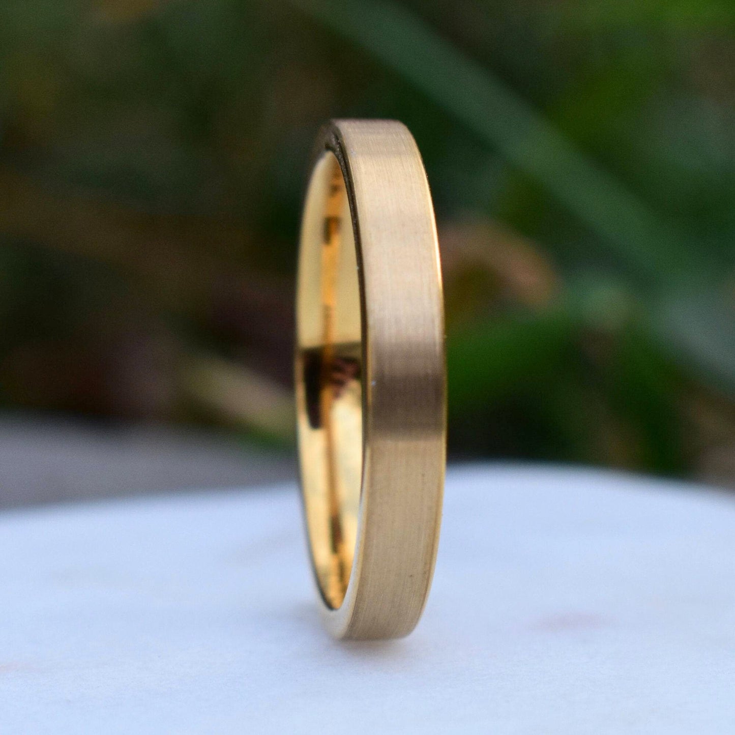 Tungsten Ring 4mm Brushed Gold Comfort fit band