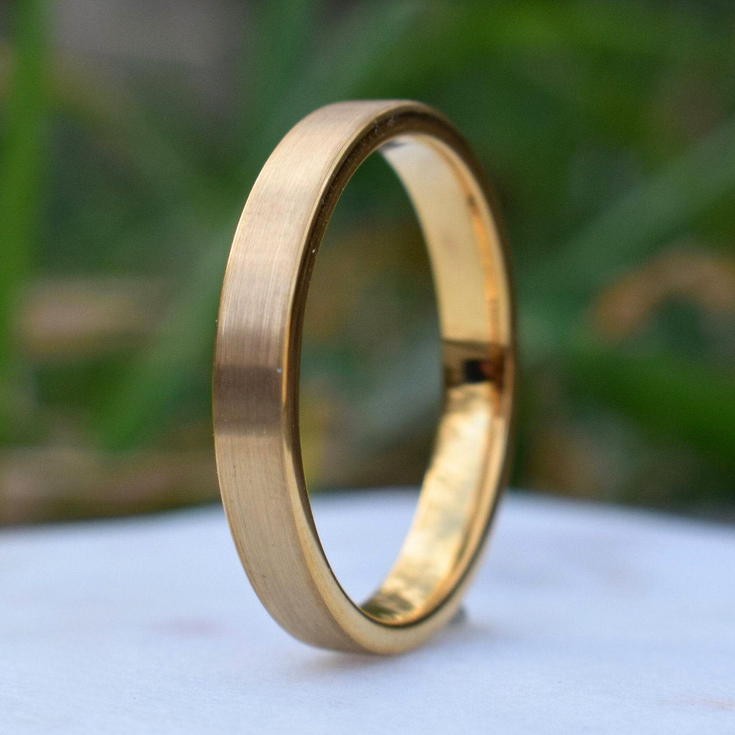 Tungsten Ring 4mm Brushed Gold Comfort fit band