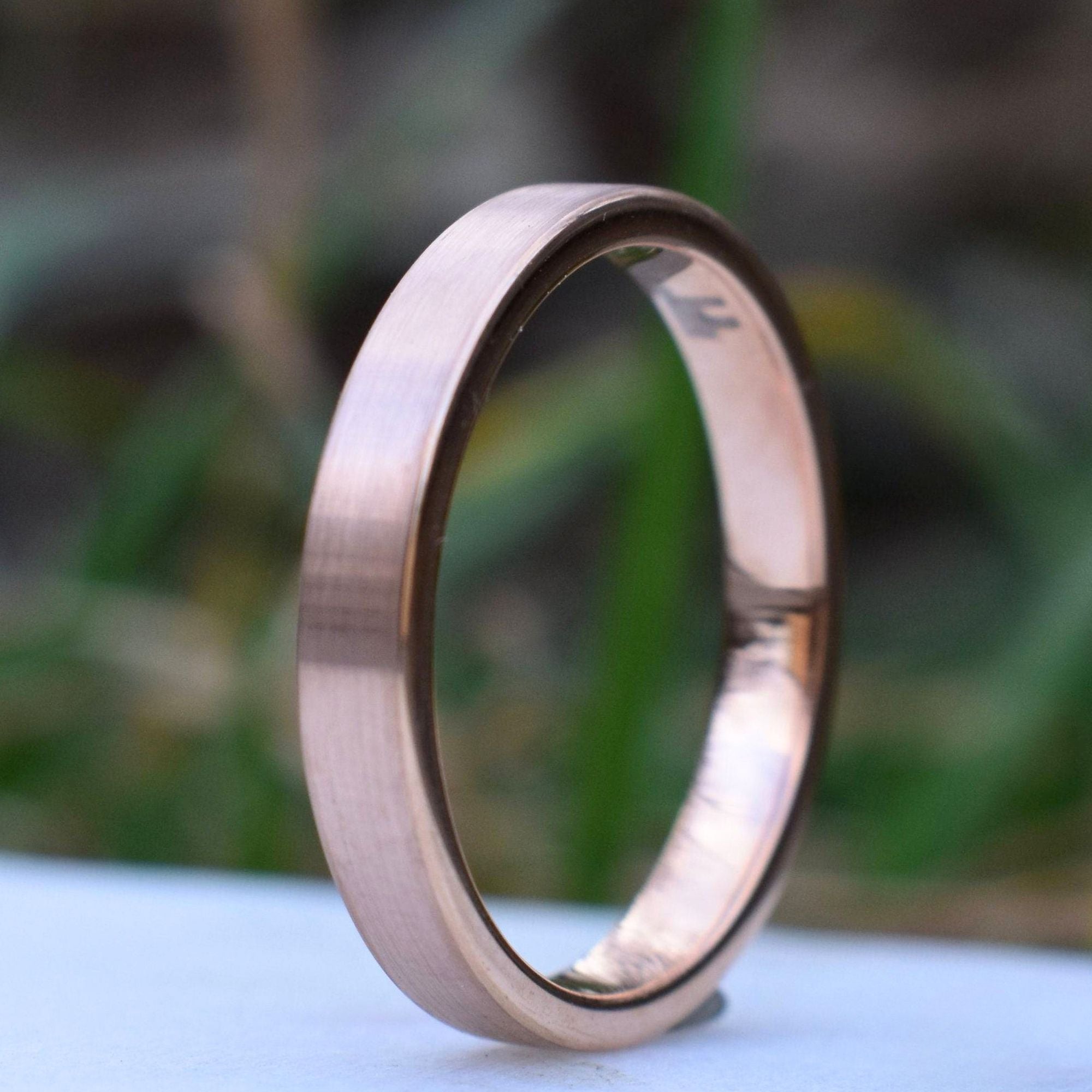 Tungsten Ring 4mm Brushed Rose Gold Comfort fit band - Tungsten Titans