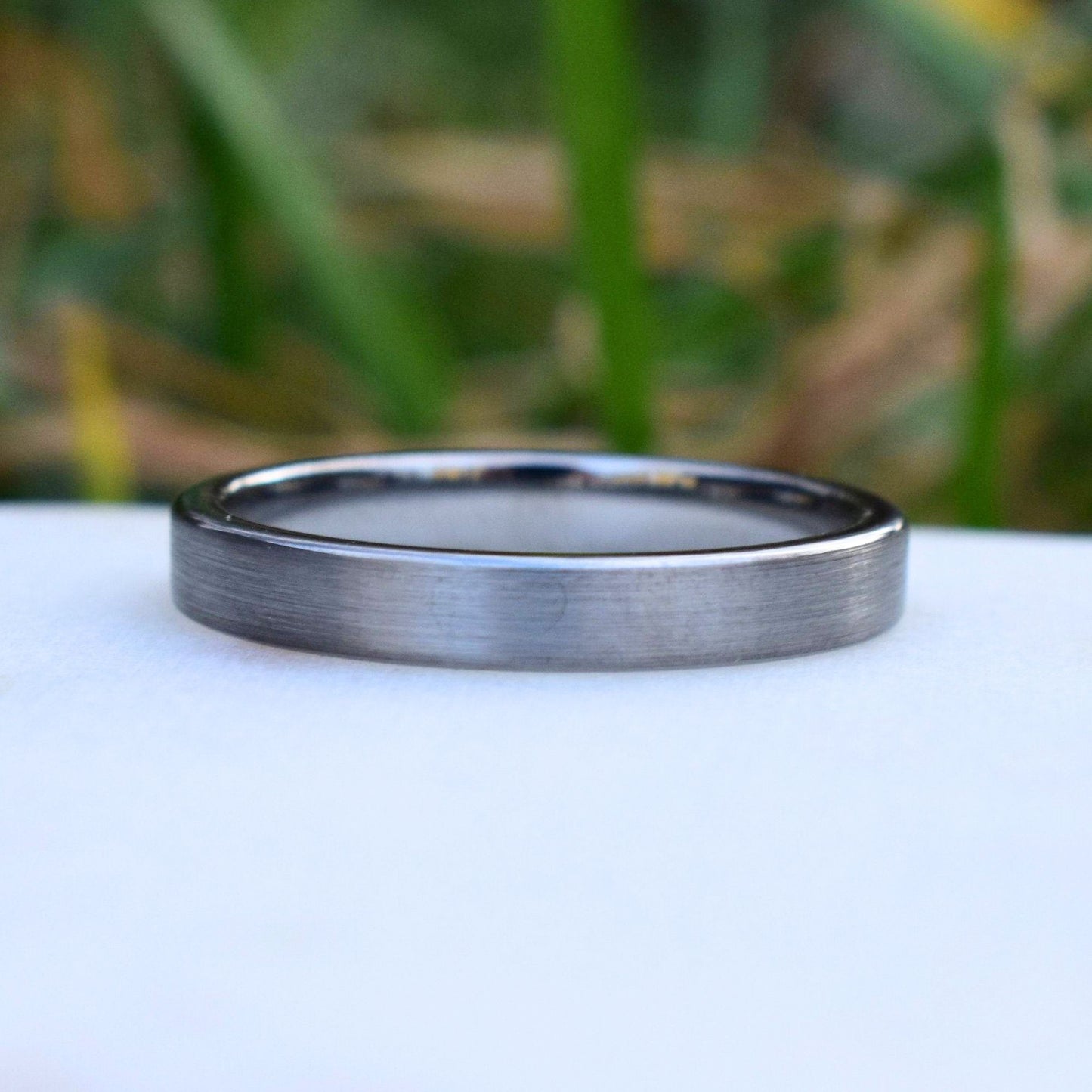 Tungsten Ring 4mm Brushed Silver Comfort fit band