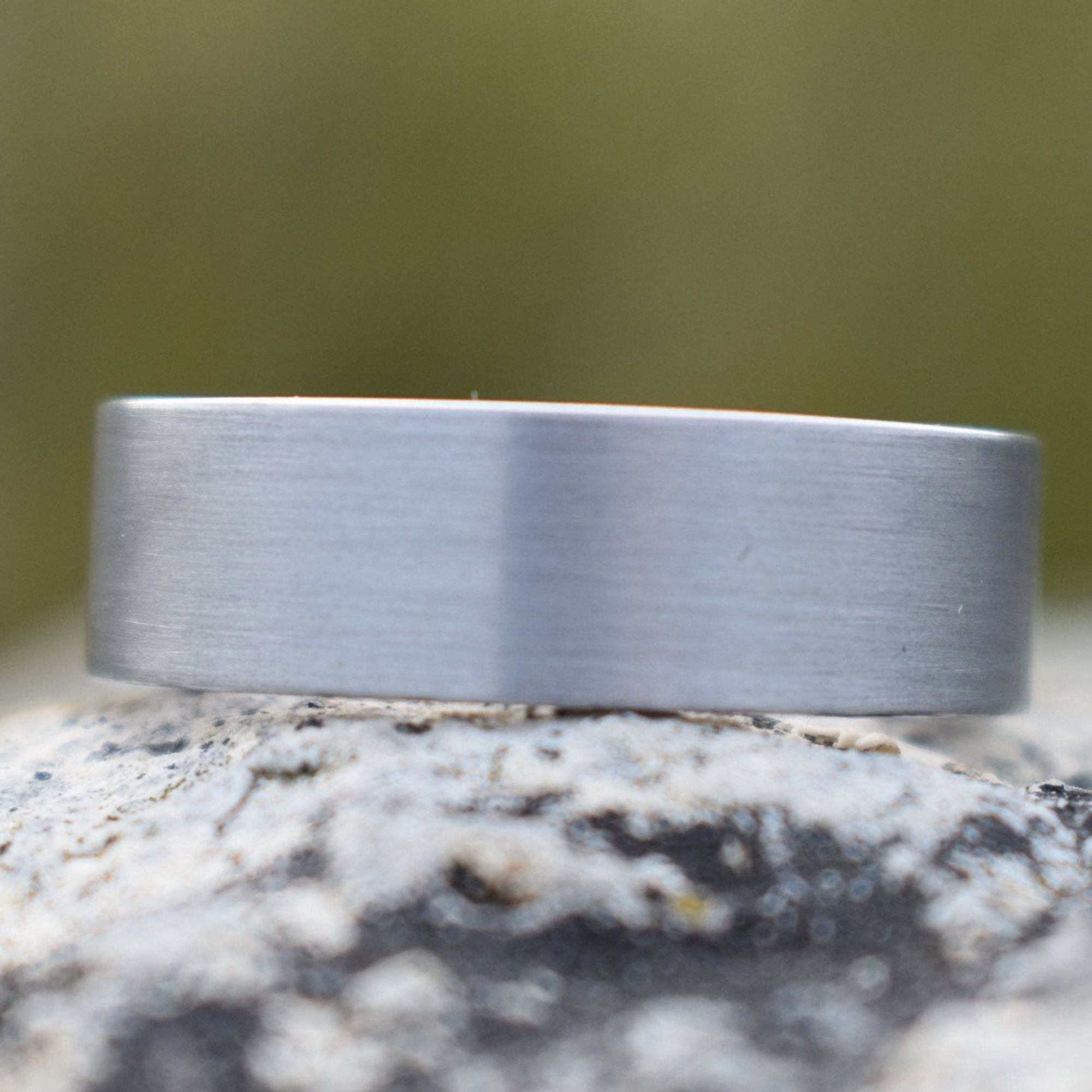 Silver Tungsten 8mm Ring with Whiskey Barrel Inner Band - Tungsten Titans