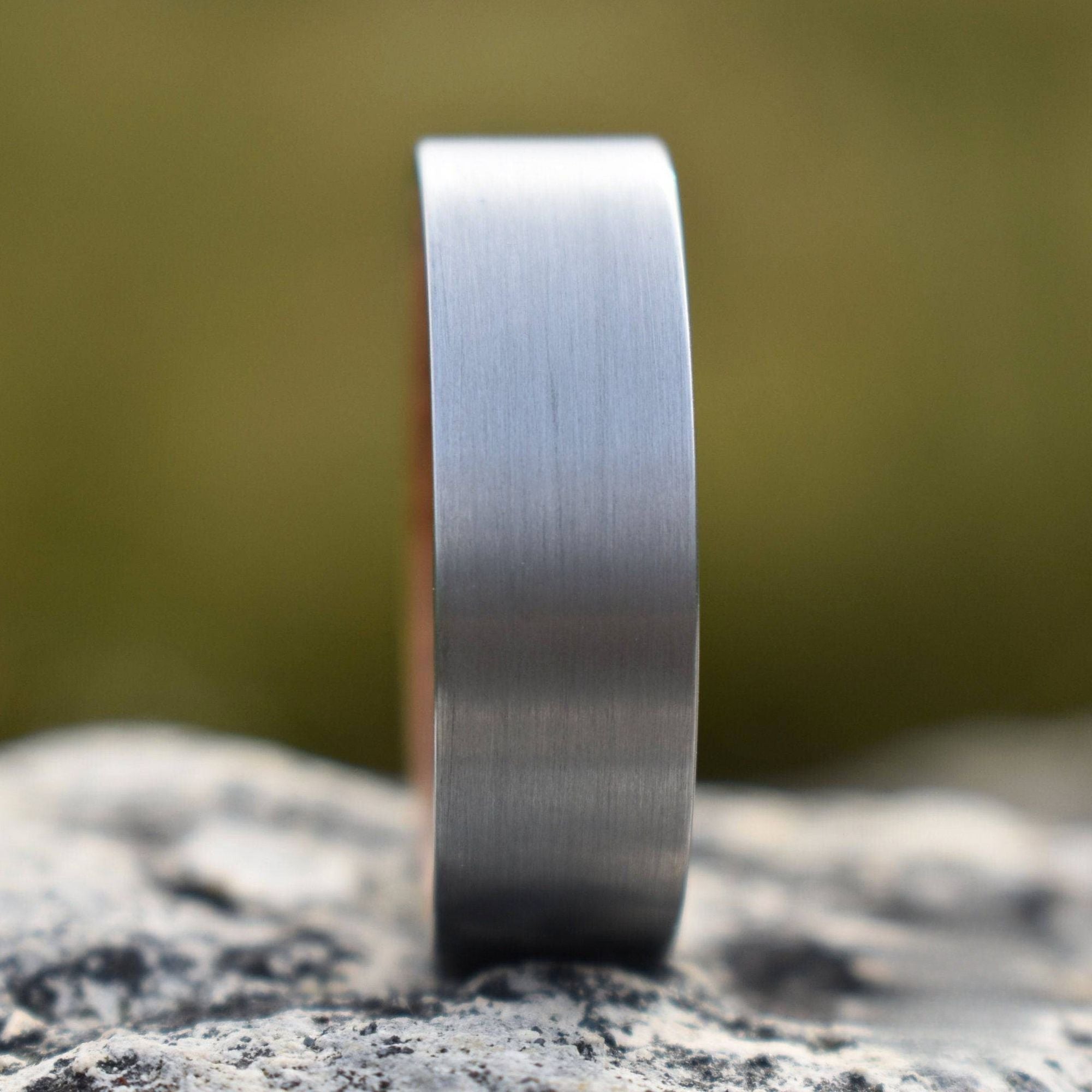 Silver Tungsten 8mm Ring with Whiskey Barrel Inner Band - Tungsten Titans