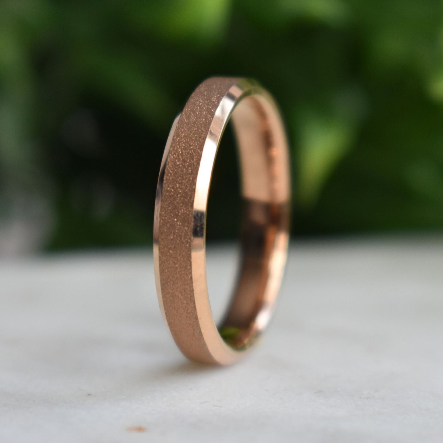 Tungsten 4mm Ring Rose Gold Sandblasted Wedding Band