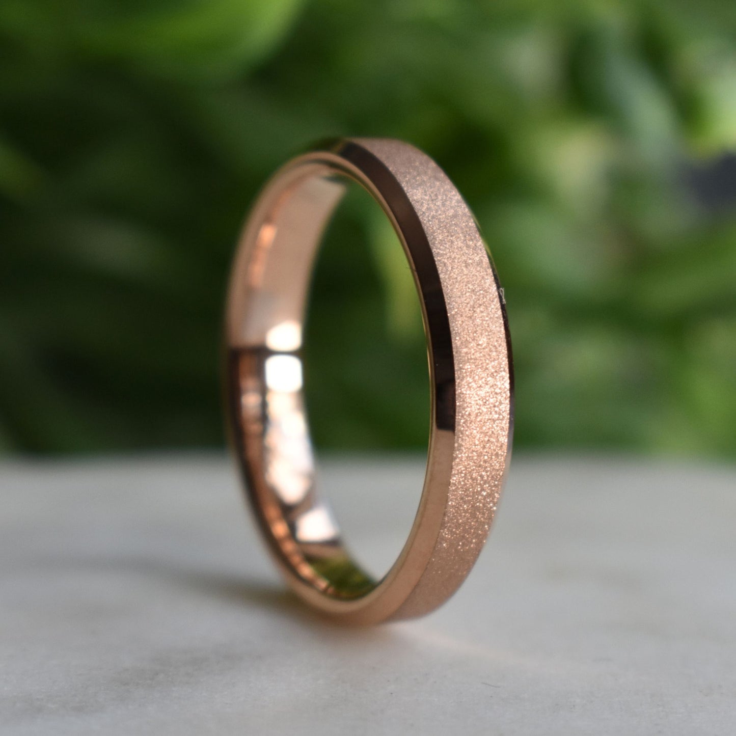 Tungsten 4mm Ring Rose Gold Sandblasted Wedding Band