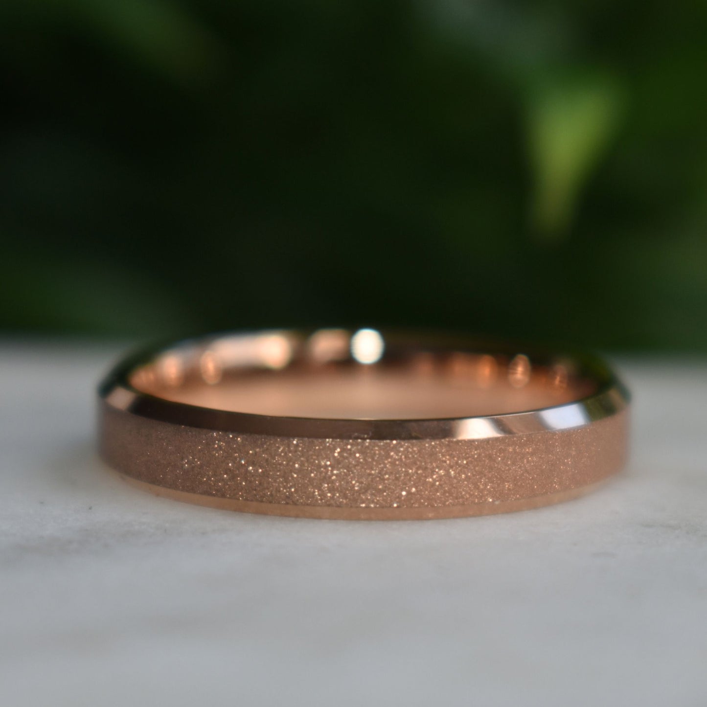 Tungsten 4mm Ring Rose Gold Sandblasted Wedding Band