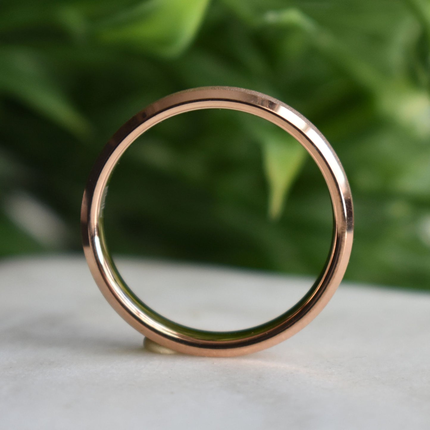 Tungsten 4mm Ring Rose Gold Sandblasted Wedding Band