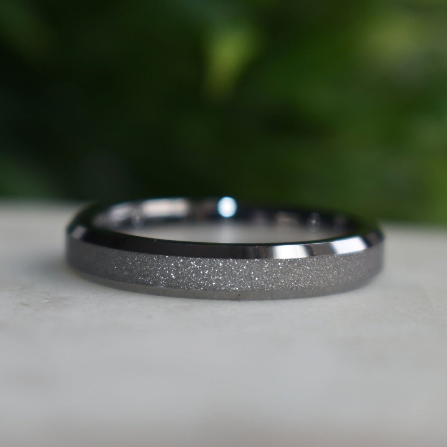 Tungsten 4mm Ring Silver Sandblasted Wedding Band