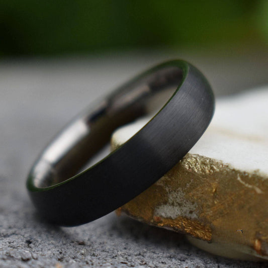 Black Brushed Tungsten 6mm Ring with Silver band - Tungsten Titans