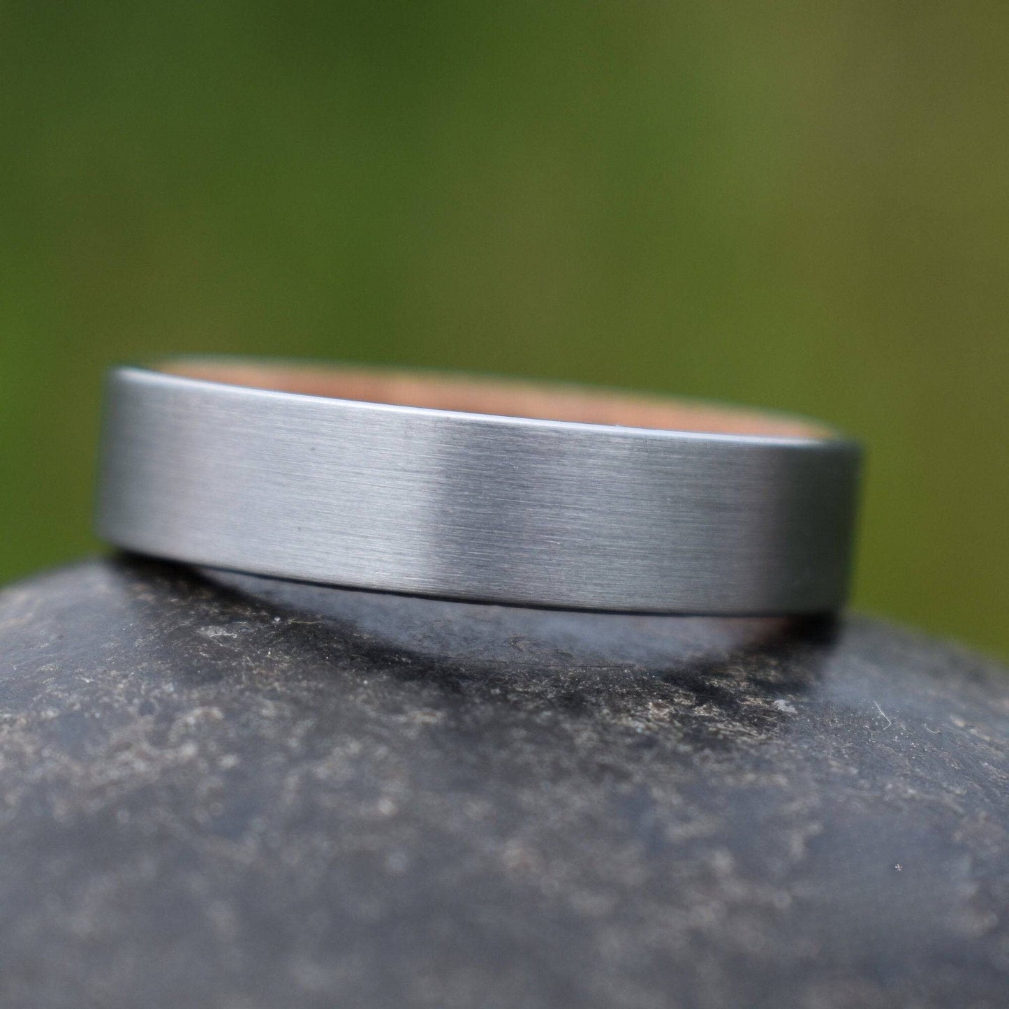 Silver Tungsten 6mm Ring with Whiskey Barrel Inner Band