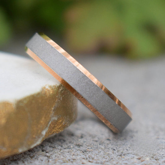 Tungsten 5mm Ring Brushed Silver with High Polished Rose Gold Edges - Tungsten Titans