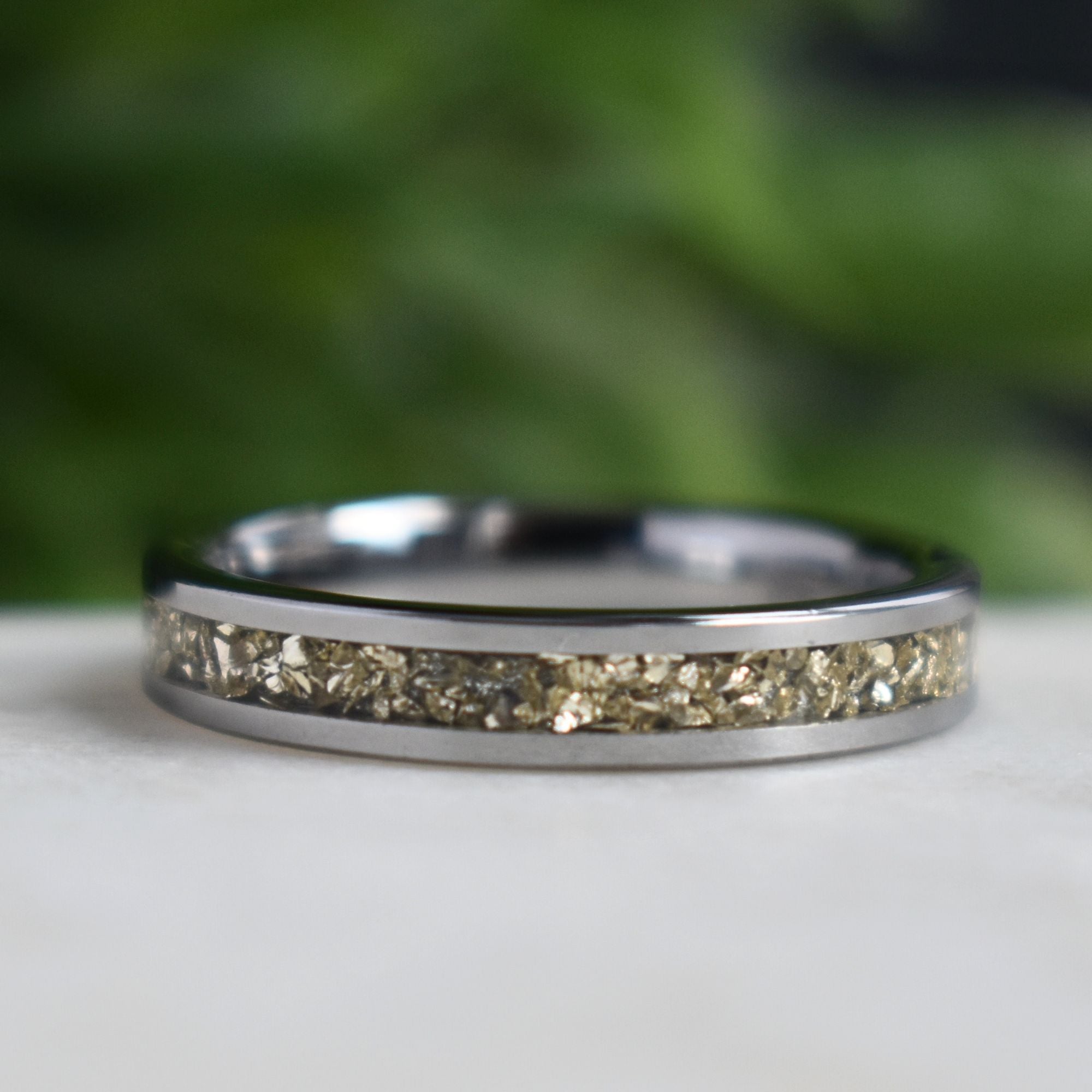 Tungsten Ring German Silver Glass Wedding Band - Tungsten Titans