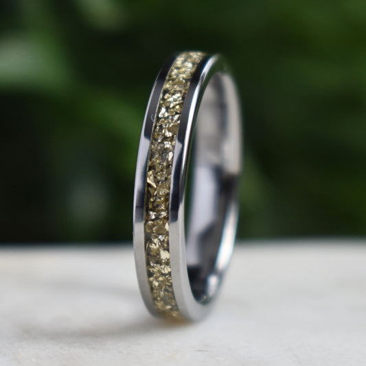 Tungsten Ring German Silver Glass Wedding Band - Tungsten Titans