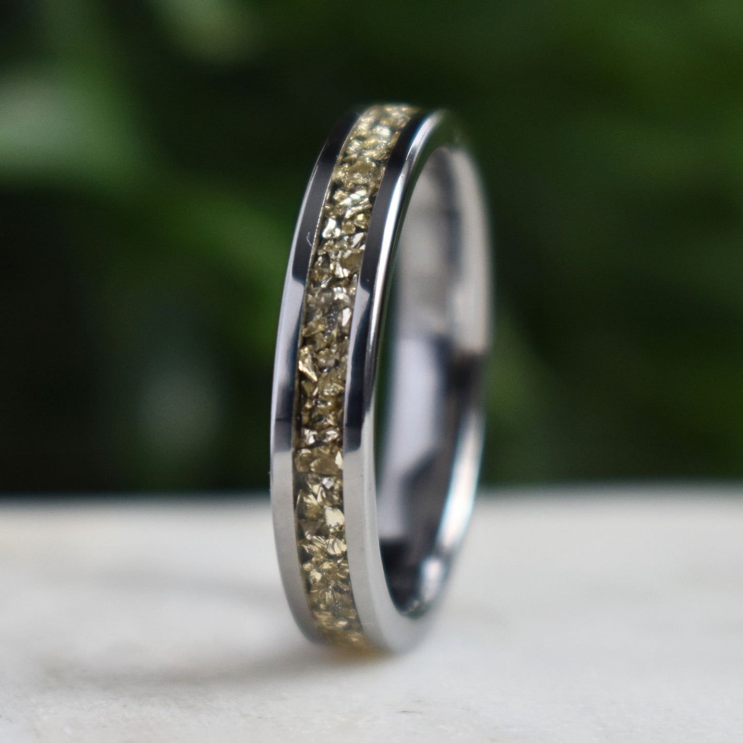 Tungsten Ring German Silver Glass Wedding Band - Tungsten Titans