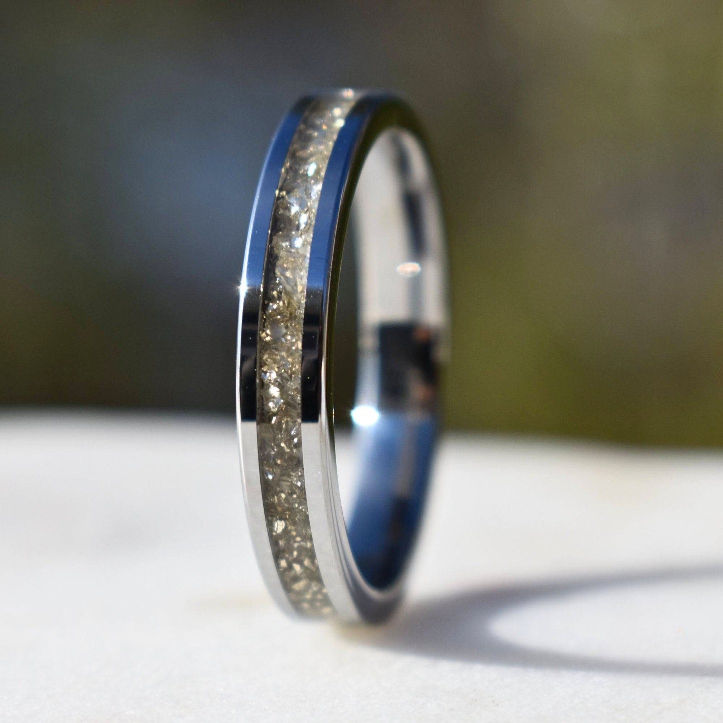 Tungsten Ring German Silver Glass Wedding Band - Tungsten Titans