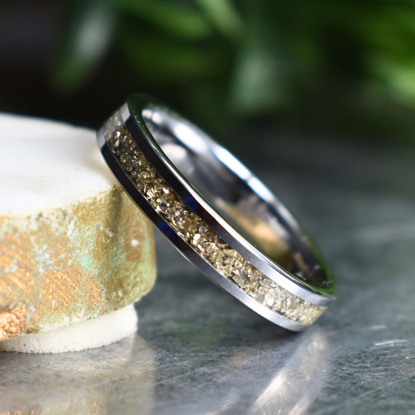 Tungsten Ring German Silver Glass Wedding Band - Tungsten Titans