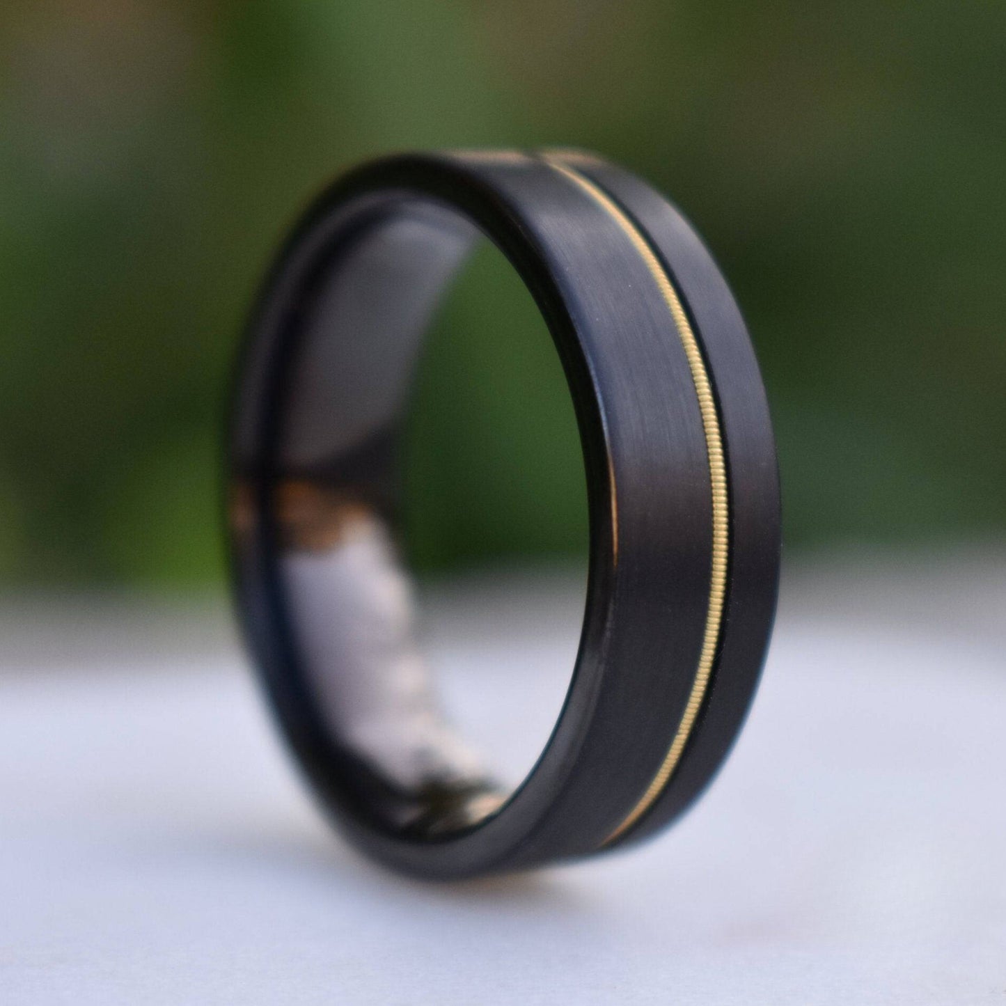 Guitar String 8mm Black Tungsten Ring