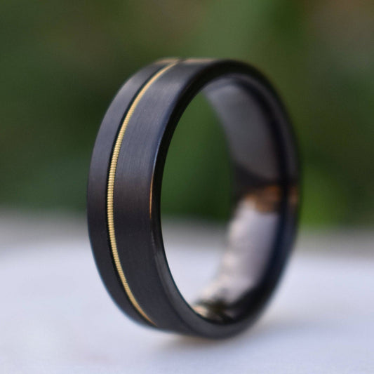 Guitar String 8mm Black Tungsten Ring - Tungsten Titans