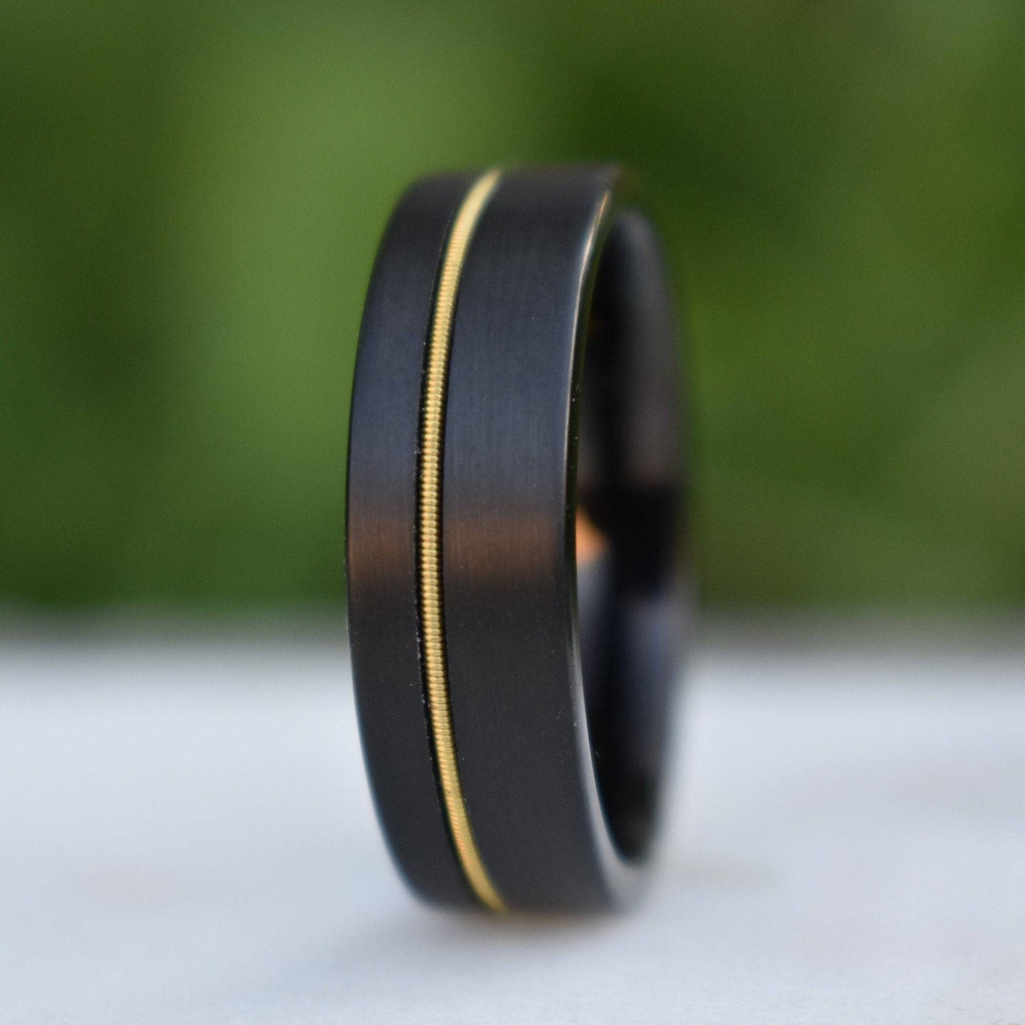 Guitar String 8mm Black Tungsten Ring