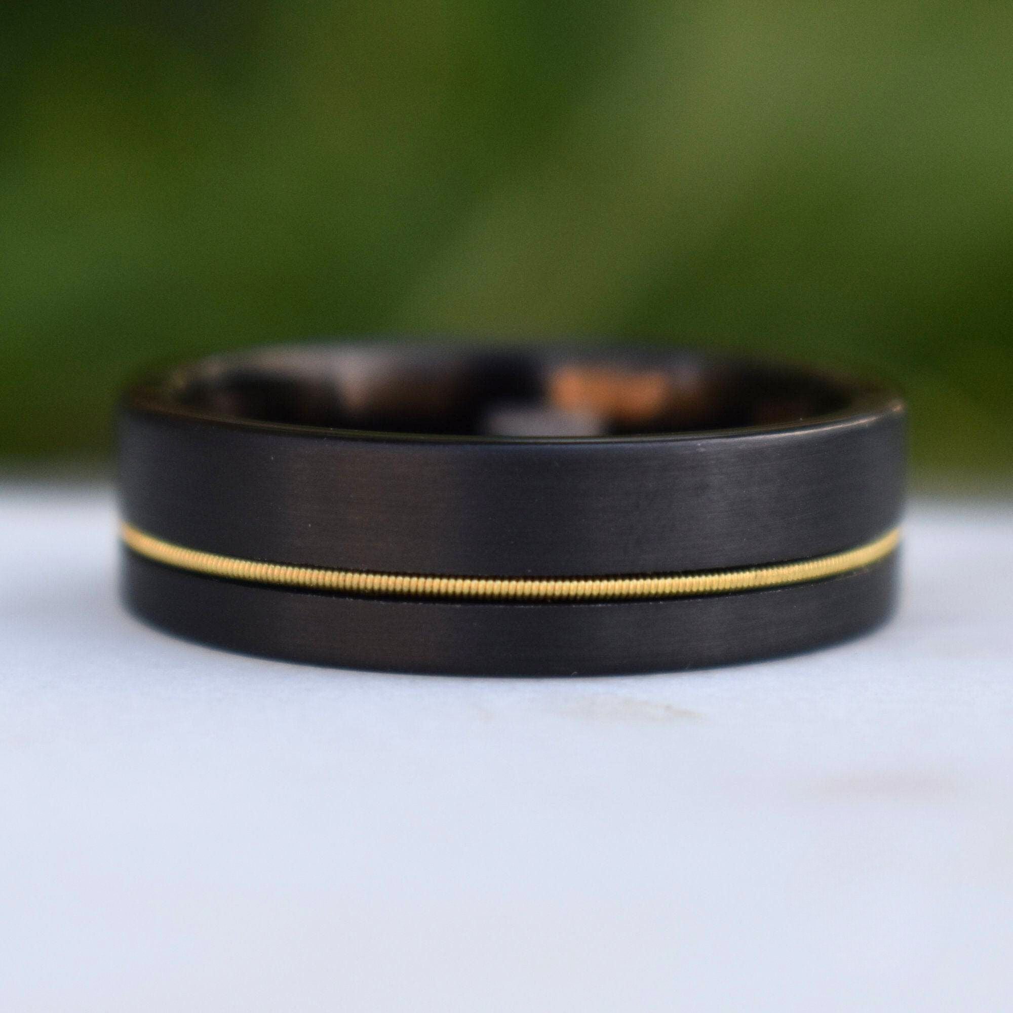 Guitar String 8mm Black Tungsten Ring - Tungsten Titans