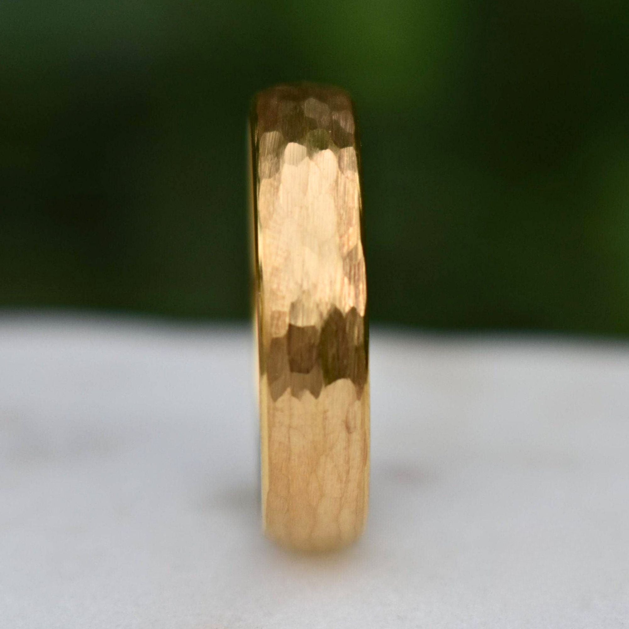 Tungsten 6mm Ring Hammered Gold with Comfort fit band - Tungsten Titans