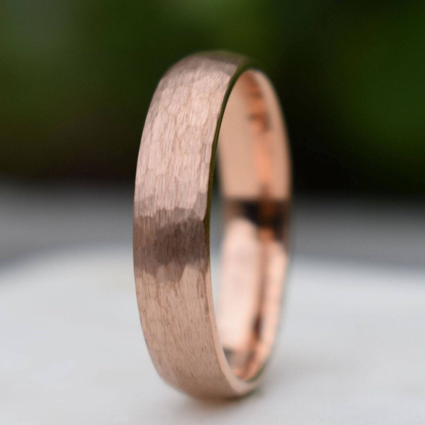 Tungsten 6mm Ring Hammered Rose Gold with Comfort fit band