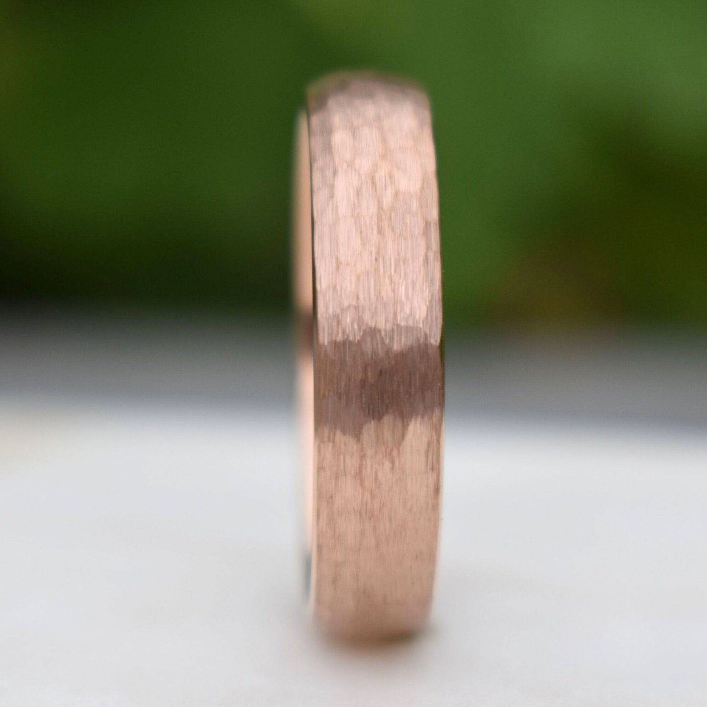 Tungsten 6mm Ring Hammered Rose Gold with Comfort fit band