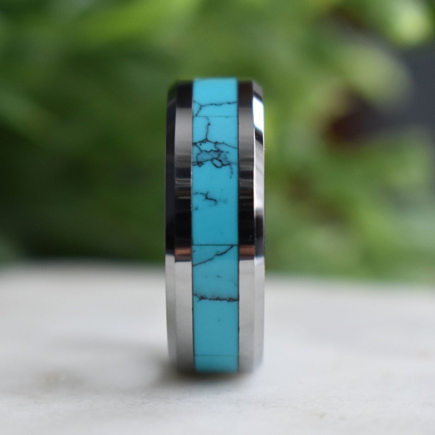 Tungsten 8mm Ring with Kallaite Stone Inlay - Tungsten Titans