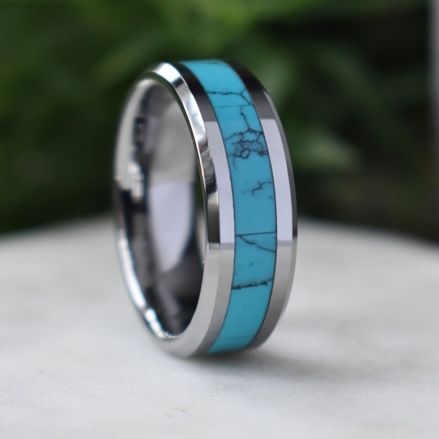 Tungsten 8mm Ring with Kallaite Stone Inlay - Tungsten Titans