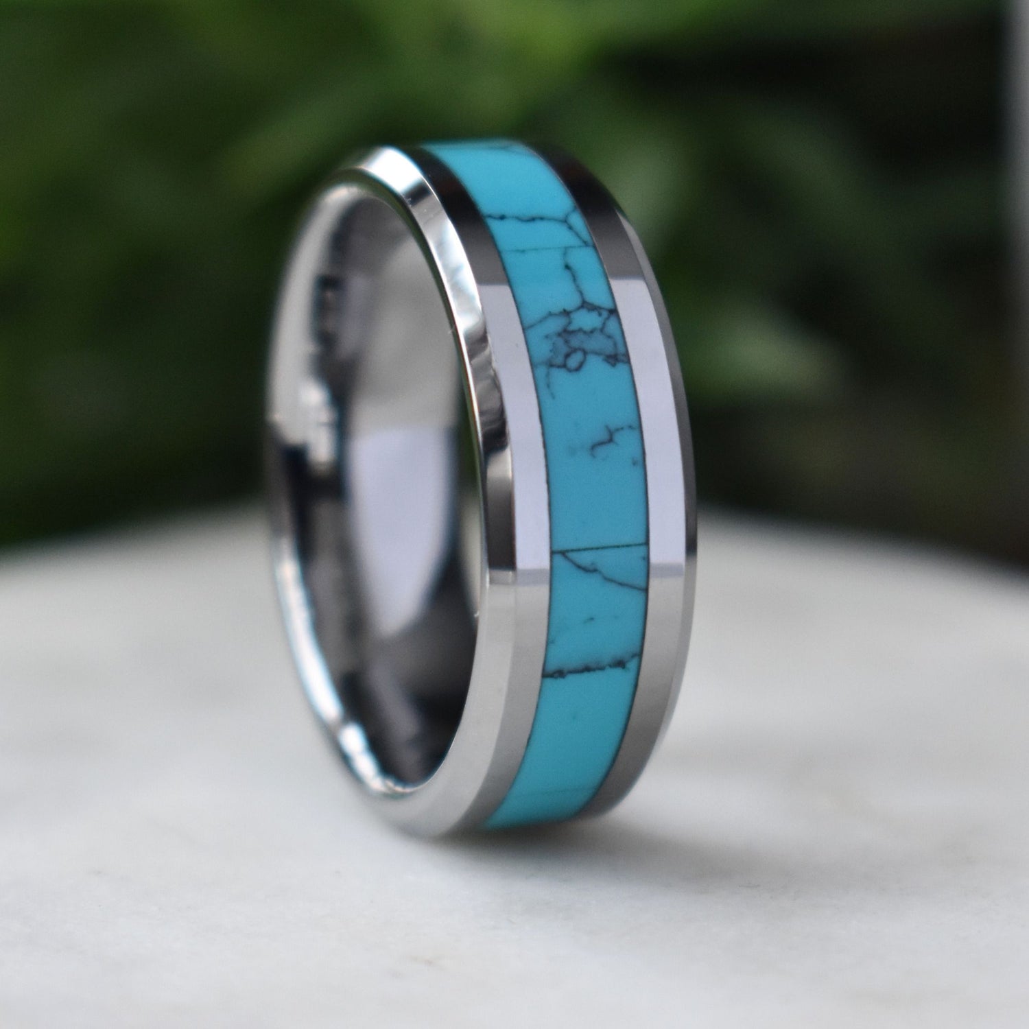 Tungsten 8mm Ring with Kallaite Stone Inlay - Tungsten Titans