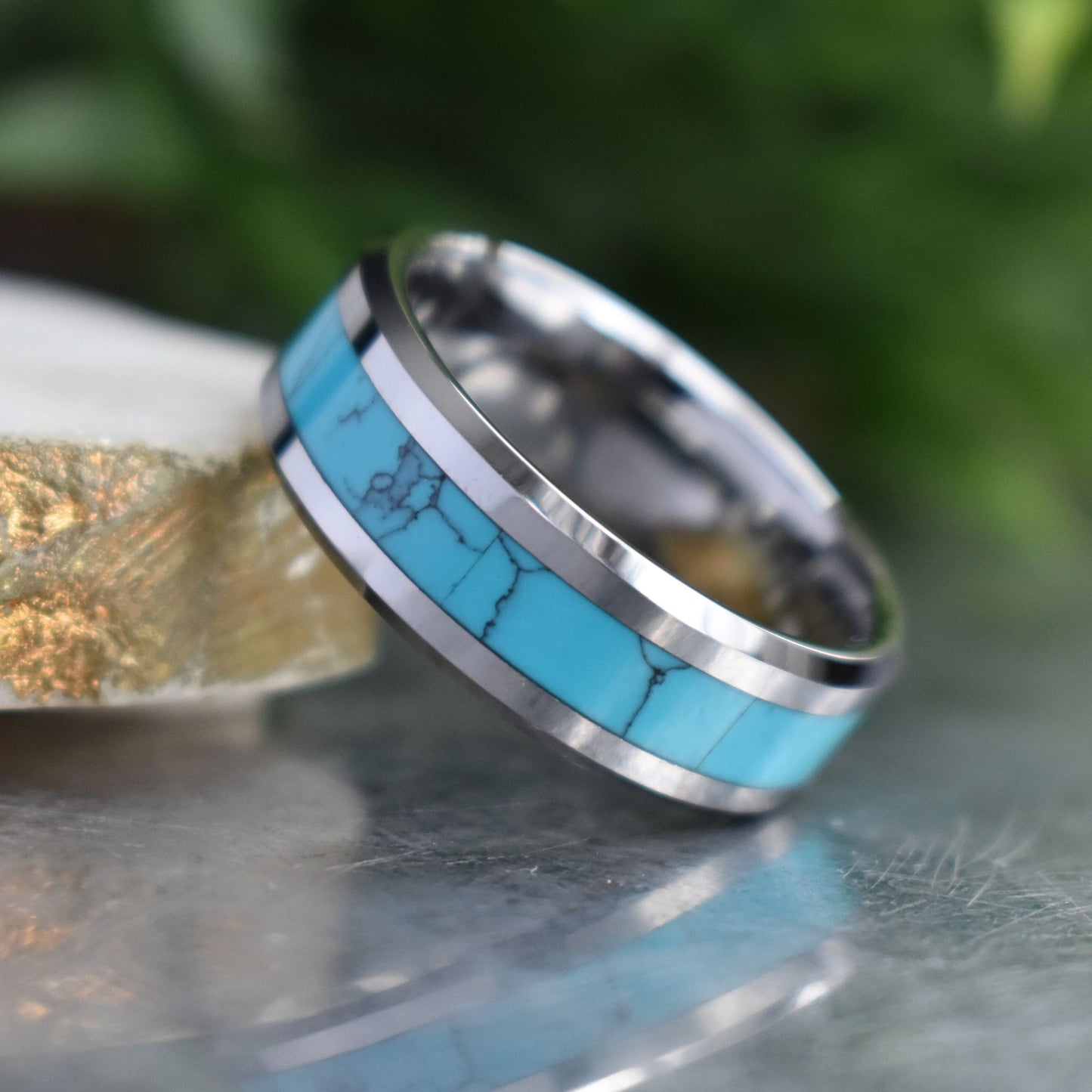 Tungsten 8mm Ring with Kallaite Stone Inlay - Tungsten Titans